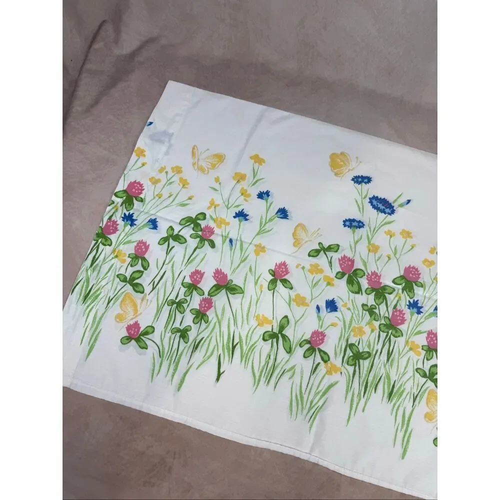 Vintage Floral Pillowcase Set Butterflies 20x30” Burlington